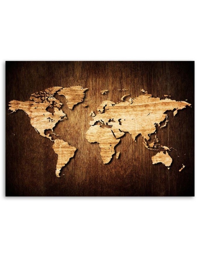 Canvas office paintings - Wooden map of the world | FEEBY