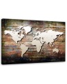 Canvas office paintings - World map on old planks | FEEBY