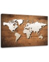 Canvas office paintings - World map on wooden planks | FEEBY