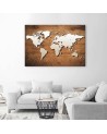 Canvas office paintings - World map on wooden planks | FEEBY