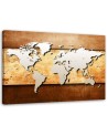 Canvas office paintings - World map on wooden plank | FEEBY
