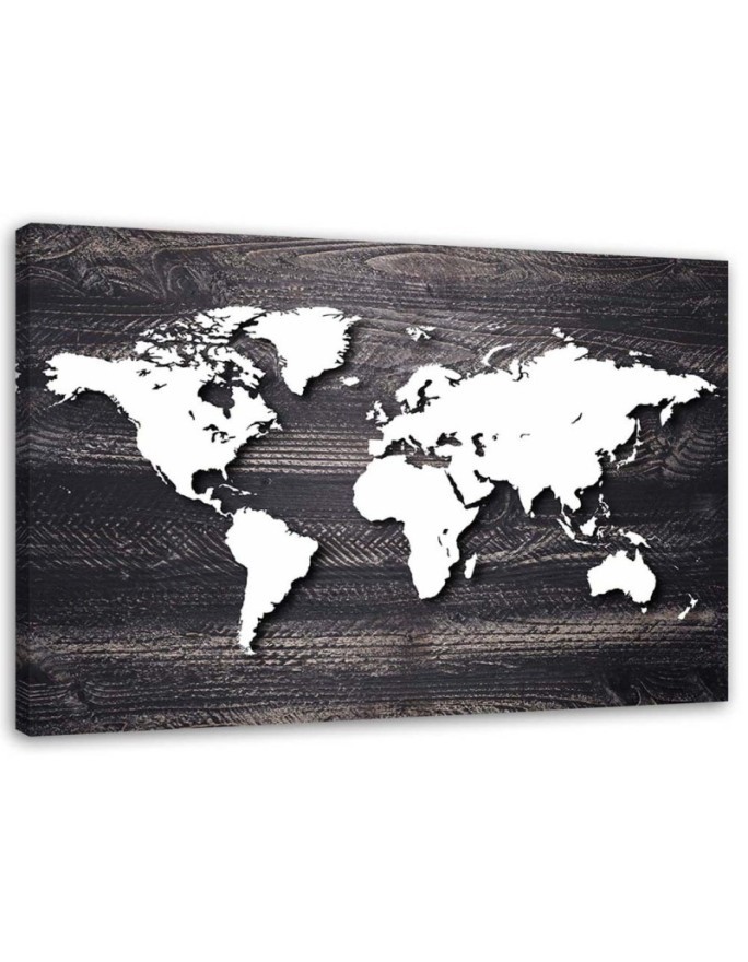 Office paintings on canvas - World map on grey wood | FEEBY
