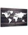 Office paintings on canvas - World map on grey wood | FEEBY