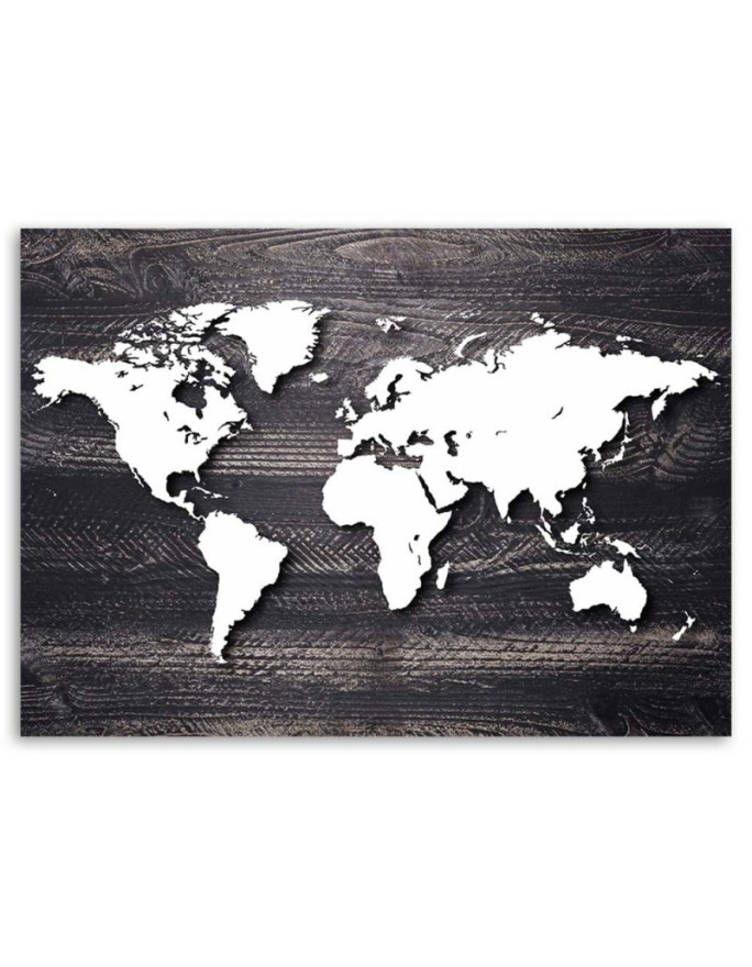 Office paintings on canvas - World map on grey wood | FEEBY