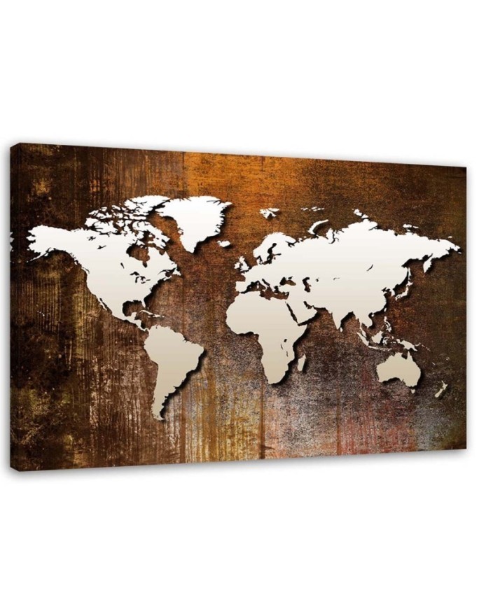 World map on wood - Canvas prints for the office | FEEBY