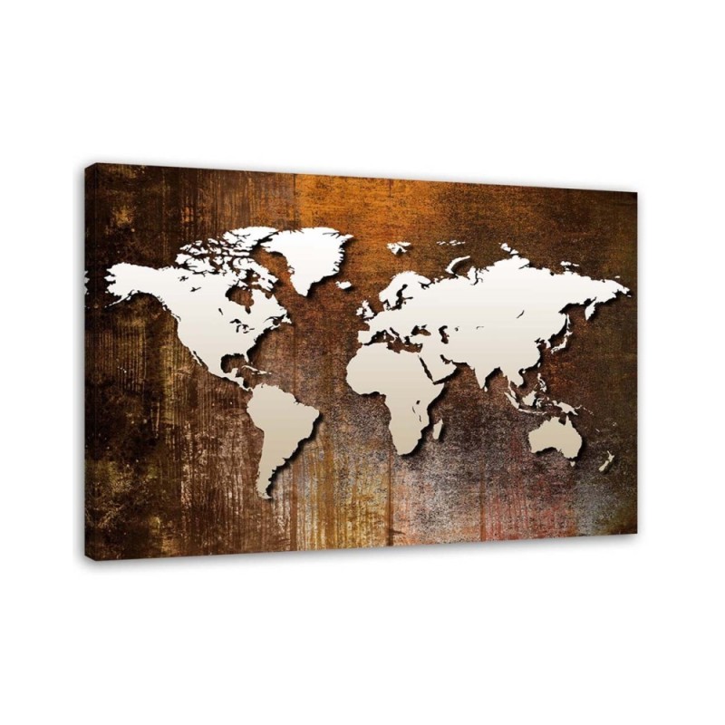 World map on wood - Canvas prints for the office | FEEBY