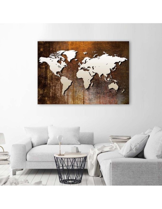 World map on wood - Canvas prints for the office | FEEBY