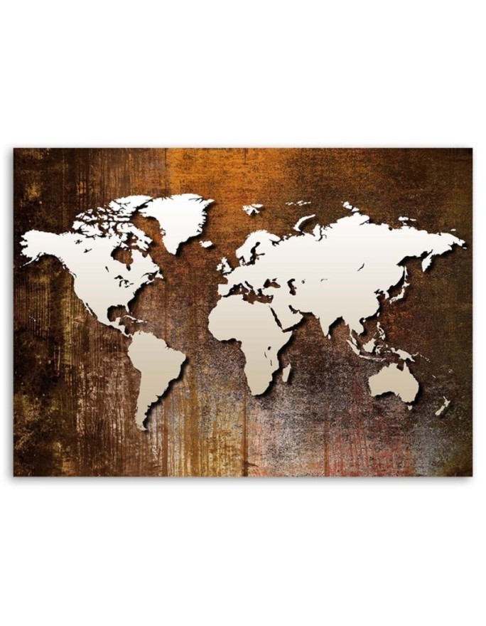 World map on wood - Canvas prints for the office | FEEBY