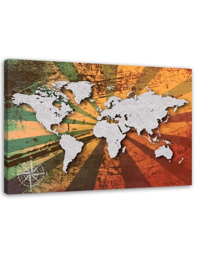 Grey vintage world map - Canvas prints for the office | FEEBY