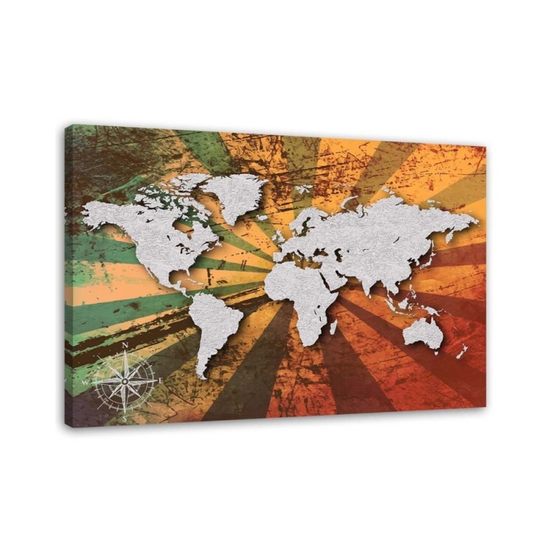 Grey vintage world map - Canvas prints for the office | FEEBY