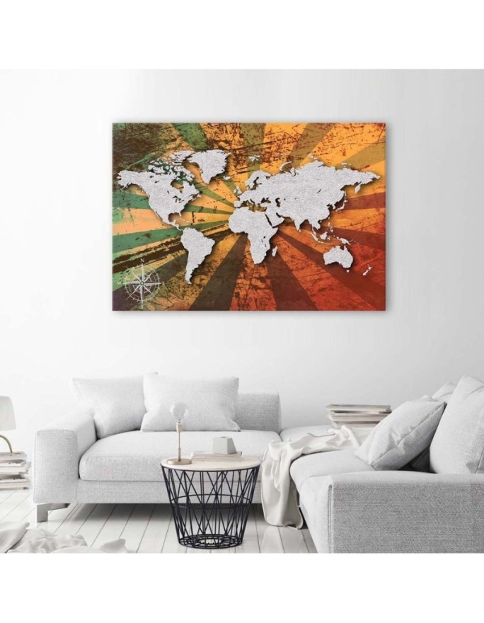 Grey vintage world map - Canvas prints for the office | FEEBY
