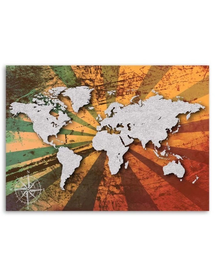 Grey vintage world map - Canvas prints for the office | FEEBY