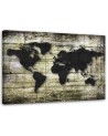 Black map of the world on boards - Canvas prints for the office | FEEBY