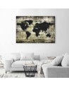 Black map of the world on boards - Canvas prints for the office | FEEBY