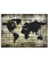 Black map of the world on boards - Canvas prints for the office | FEEBY