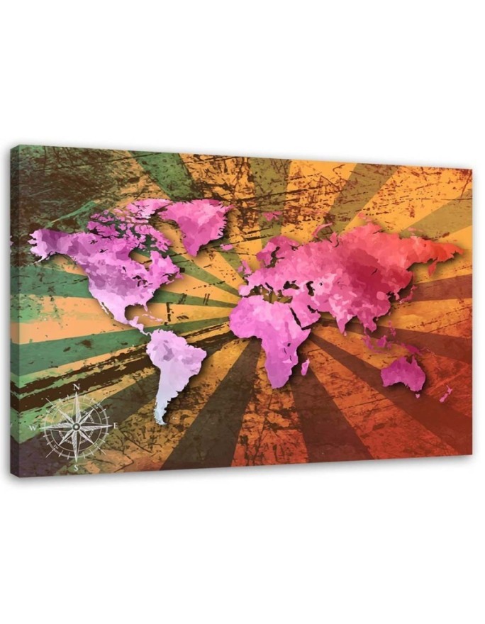 Pink vintage world map - Canvas prints for the office | FEEBY