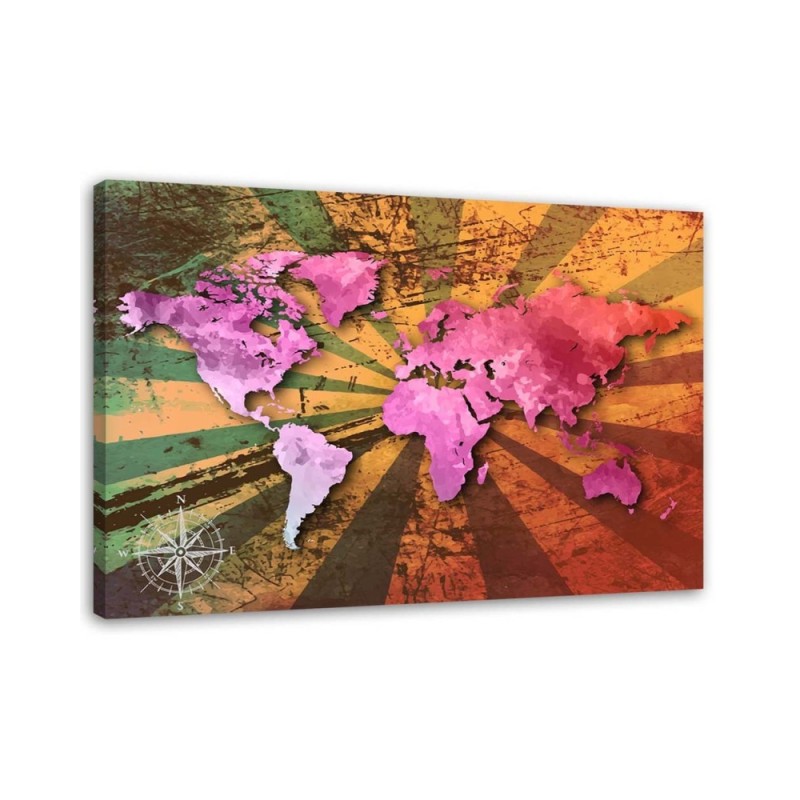 Pink vintage world map - Canvas prints for the office | FEEBY