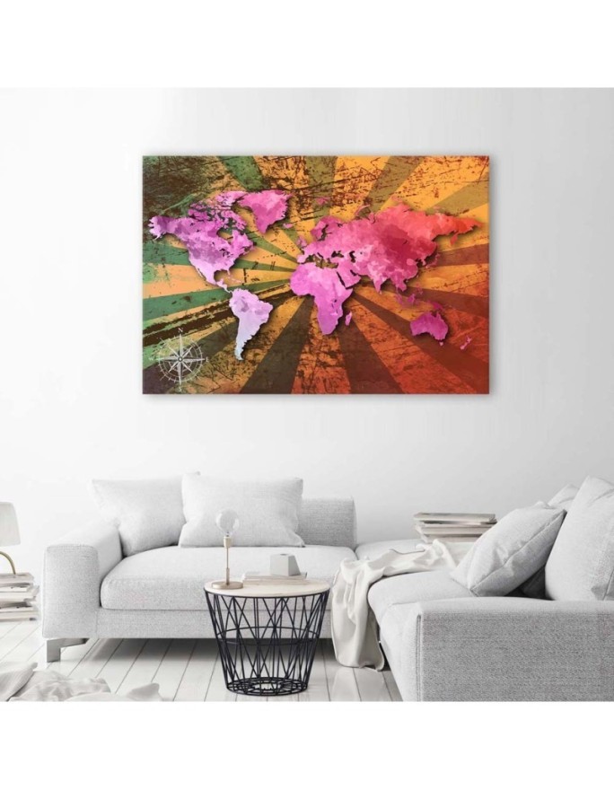 Pink vintage world map - Canvas prints for the office | FEEBY