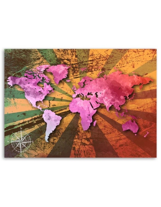 Pink vintage world map - Canvas prints for the office | FEEBY