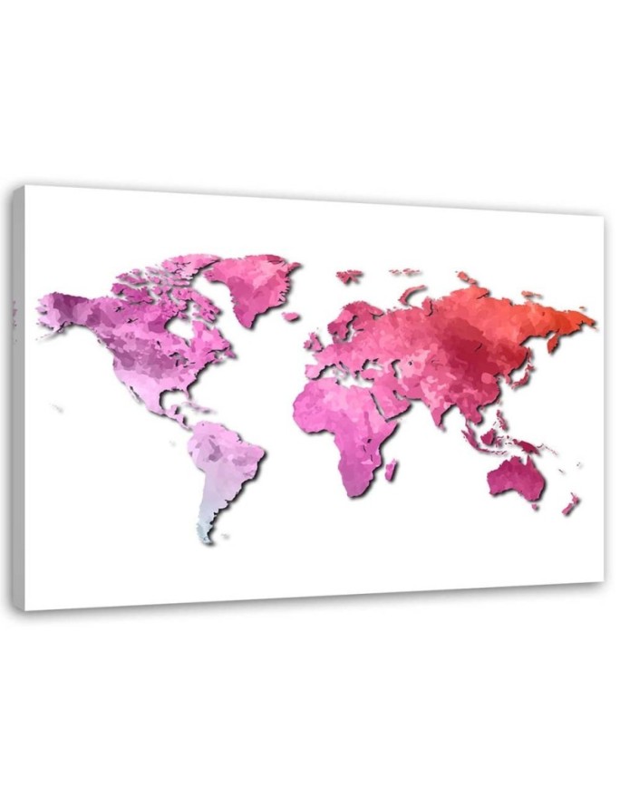 Canvas print Pink world map