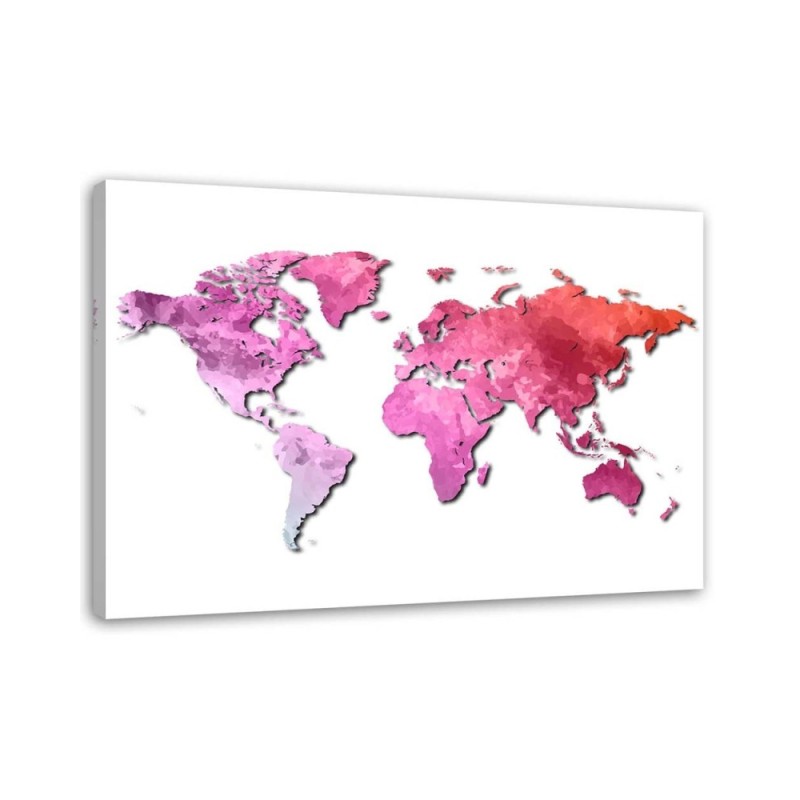 Pink map of the world - Canvas prints for the office | FEEBY