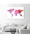 Pink map of the world - Canvas prints for the office | FEEBY