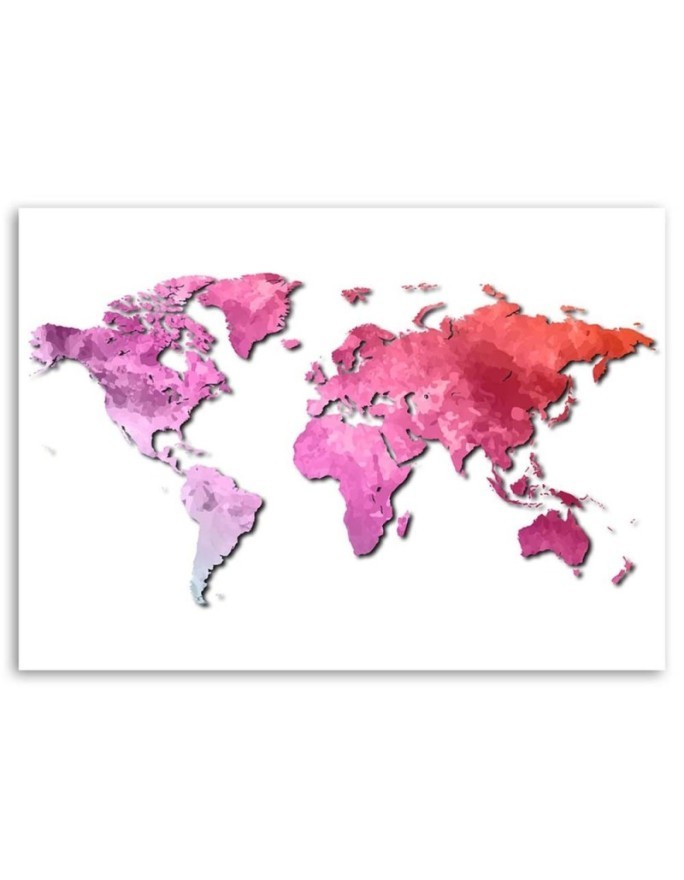 Pink map of the world - Canvas prints for the office | FEEBY