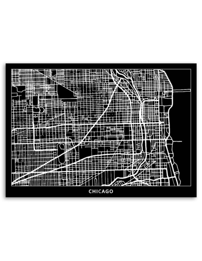 Canvas prints office paintings - Chicago city plan | FEEBY