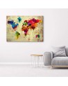 Colourful vintage world map - Canvas prints for the office | FEEBY