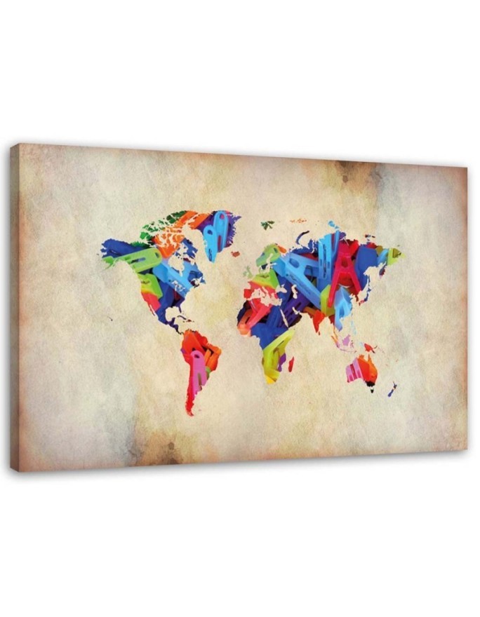 World map colourful madness - Canvas prints for the office | FEEBY