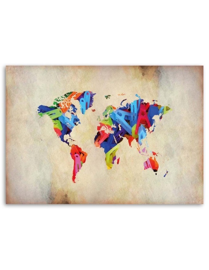 World map colourful madness - Canvas prints for the office | FEEBY