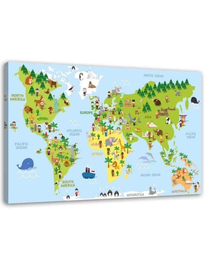 Canvas prints for children - Educational World map | FEEBY