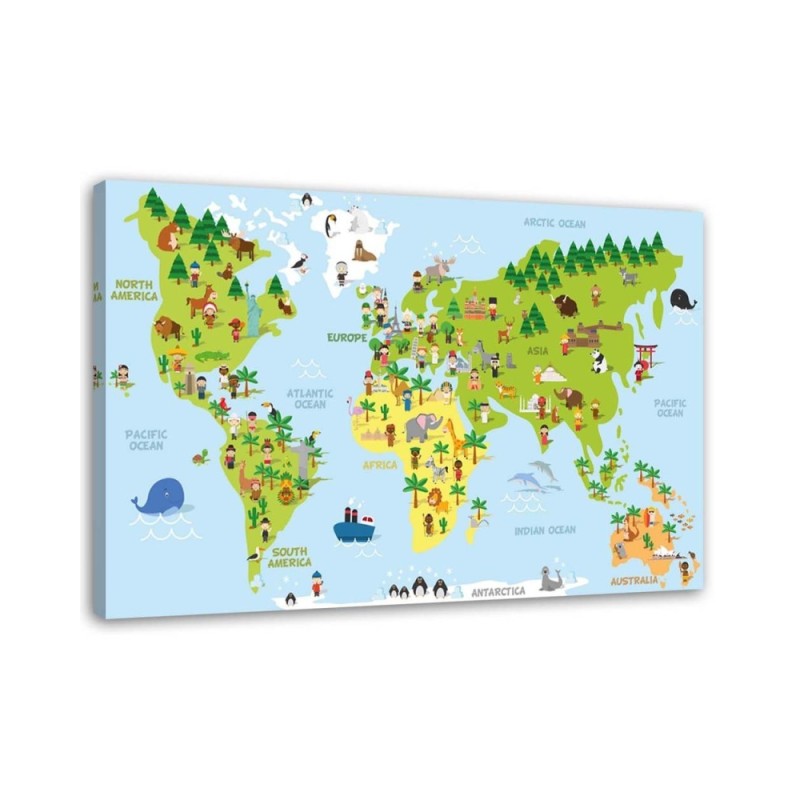 Canvas prints for children - Educational World map | FEEBY
