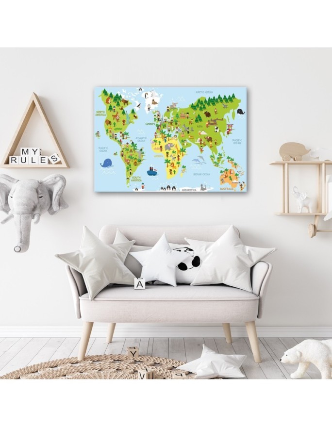 Canvas prints for children - Educational World map | FEEBY