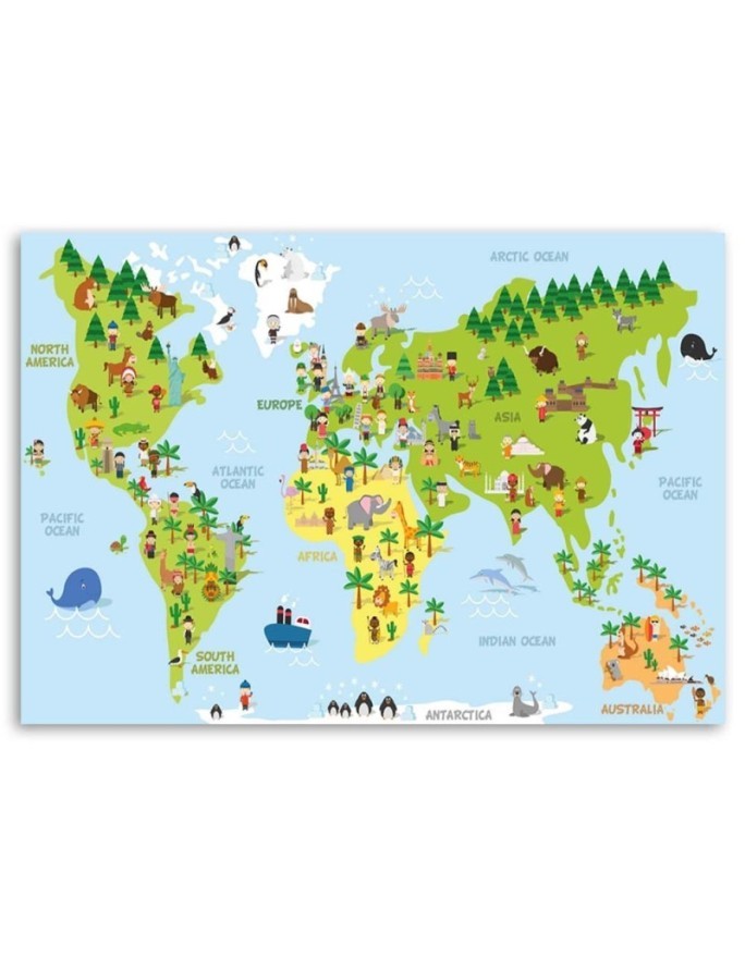 Canvas prints for children - Educational World map | FEEBY