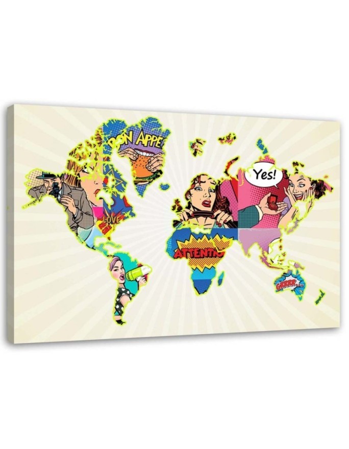 Canvas prints on canvas - Map of the world Pop Art | FEEBY