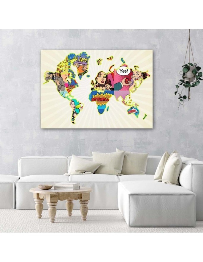 Canvas prints on canvas - Map of the world Pop Art | FEEBY