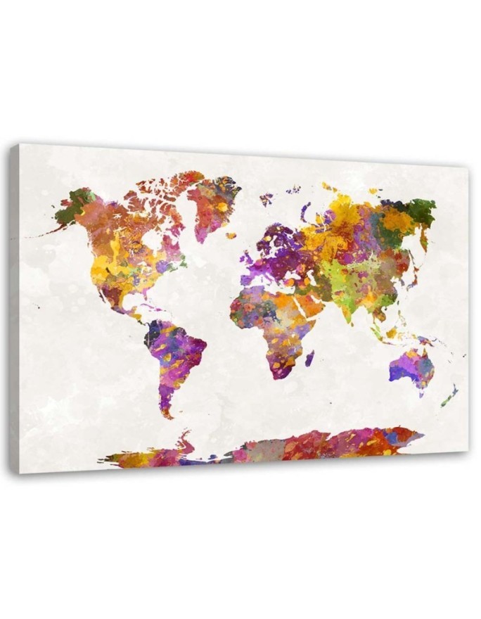 Canvas painting - World map with watercolour spots | FEEBY