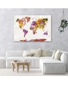 Canvas painting - World map with watercolour spots | FEEBY