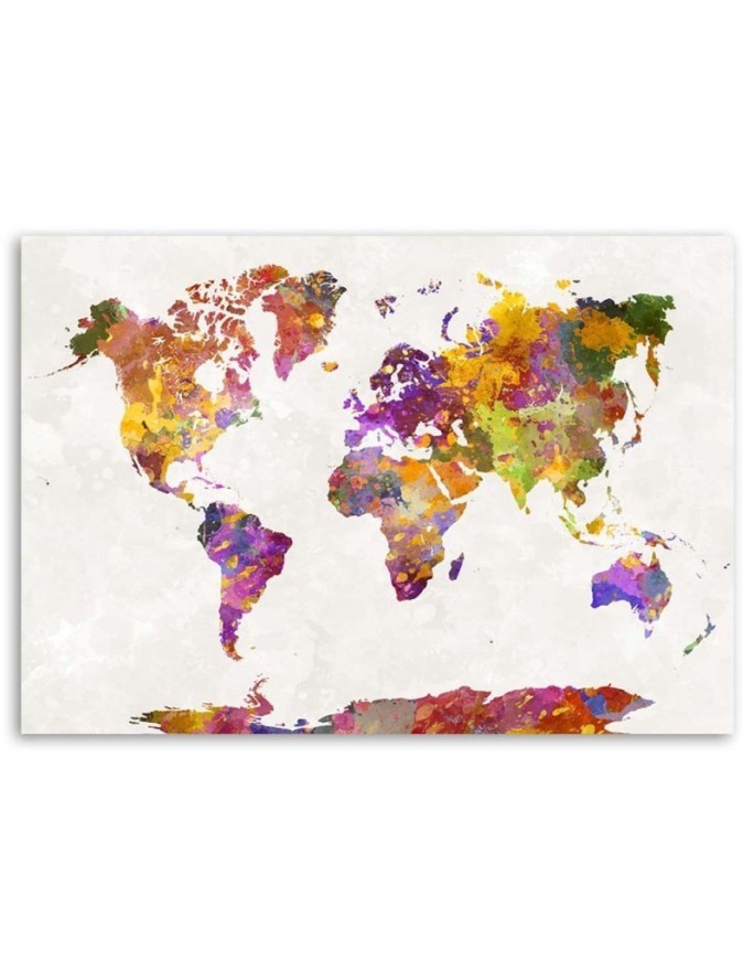 Canvas painting - World map with watercolour spots | FEEBY