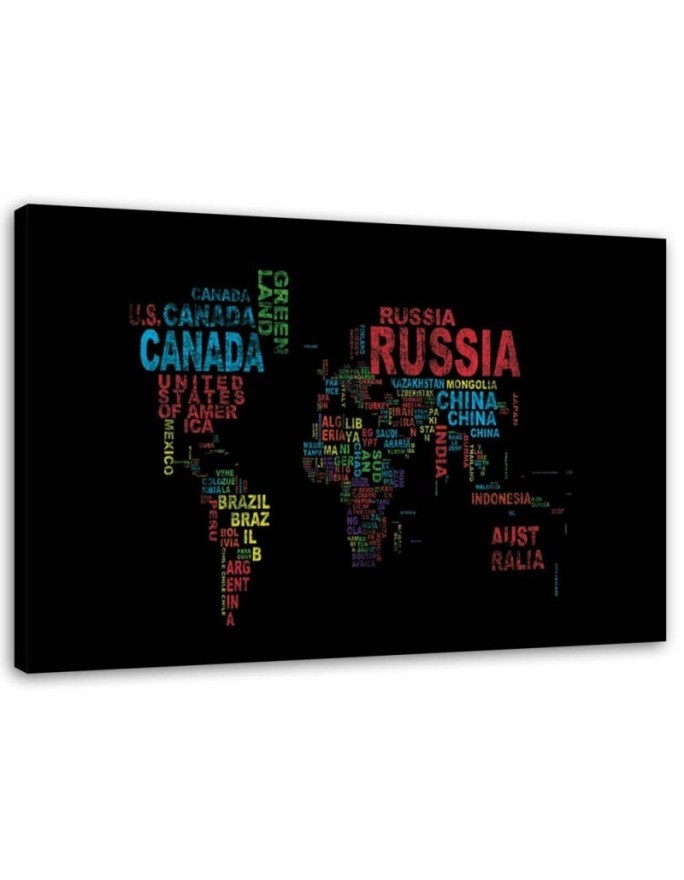 Canvas painting - World map with country names | FEEBY