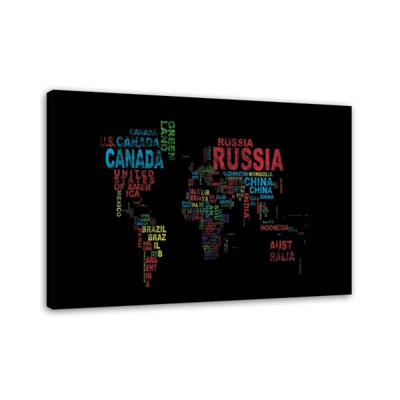 Canvas painting - World map with country names | FEEBY