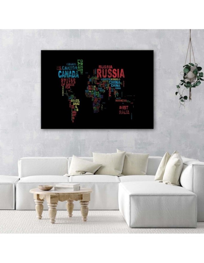 Canvas painting - World map with country names | FEEBY