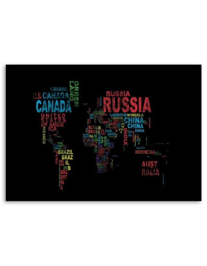 Canvas painting - World map with country names | FEEBY