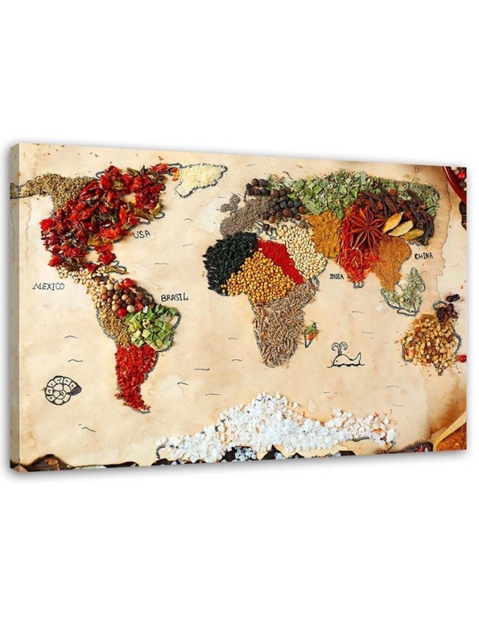 Canvas prints for the kitchen - Map of the world from spices | FEEBY