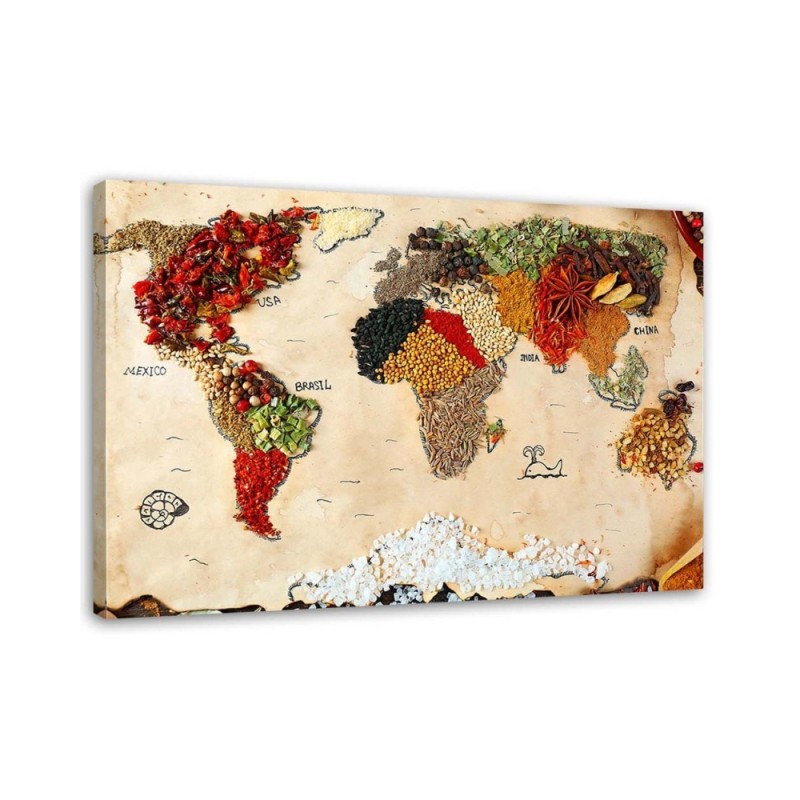 Canvas prints for the kitchen - Map of the world from spices | FEEBY
