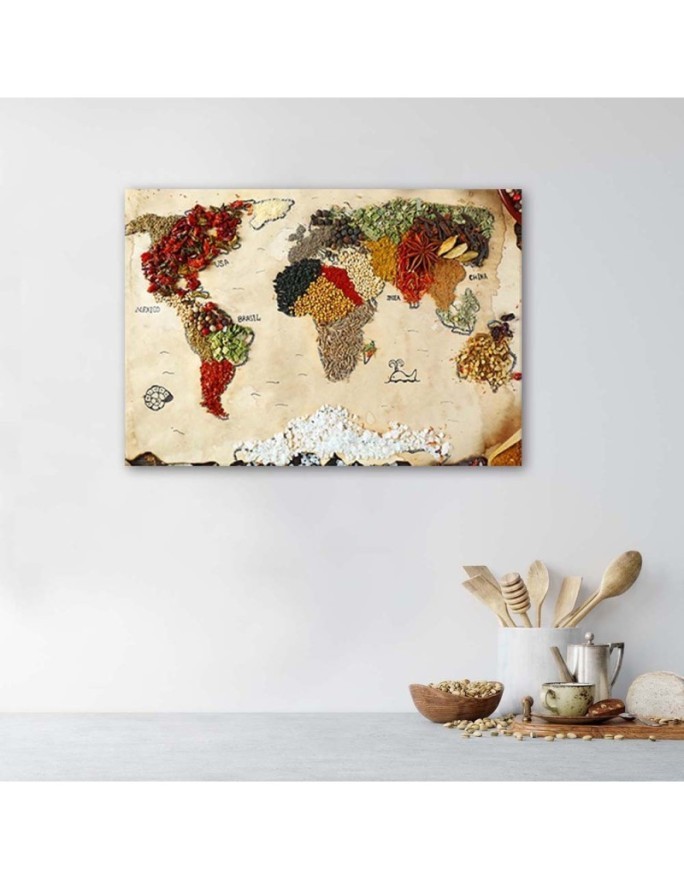 Canvas prints for the kitchen - Map of the world from spices | FEEBY