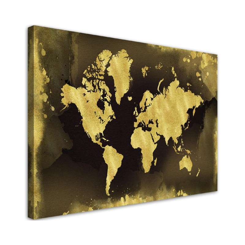 Canvas prints for the office - Golden vintage world map | FEEBY