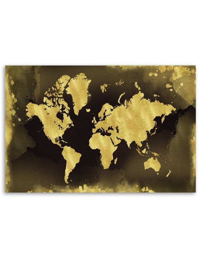 Canvas prints for the office - Golden vintage world map | FEEBY