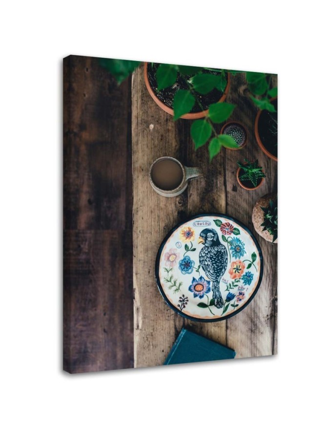 Canvas print Plate with bird